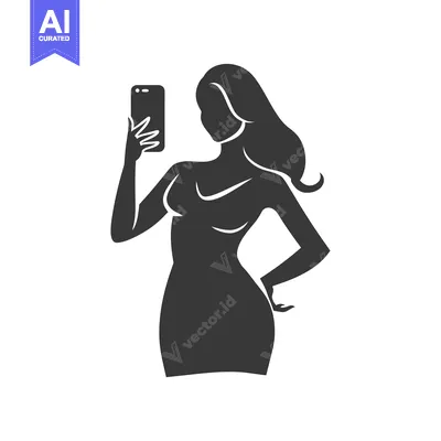 Silhouette of a Woman Taking a Selfie with a Smartphone