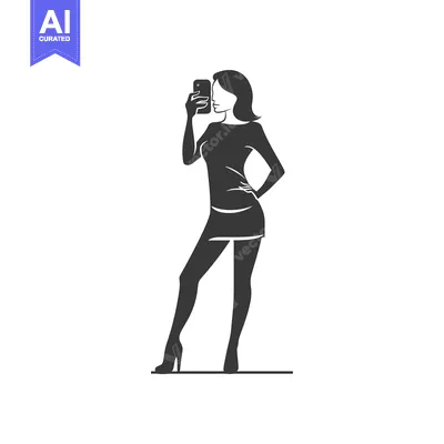 Aset premium populer: Silhouette of a Woman Taking a Selfie with a Smartphone