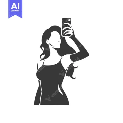 Silhouette of a Woman Taking a Selfie with a Smartphone