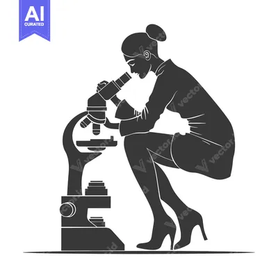 Premium design asset: Silhouette of a Woman Using a Microscope