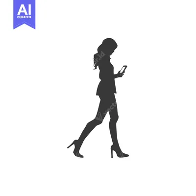 Premium design asset: Silhouette of a Woman Walking and Looking at Her Phone