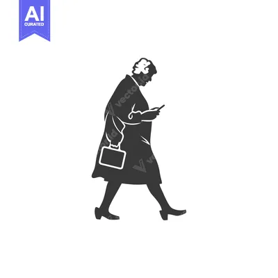 Popular premium asset: Silhouette of a Woman Walking and Using a Smartphone