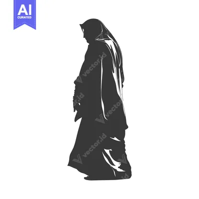 Popular premium asset: Silhouette of a Woman Walking in a Long Robe