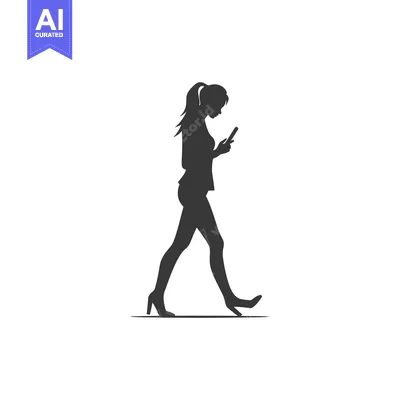 Aset premium populer: Silhouette of a Woman Walking While Using Her Phone