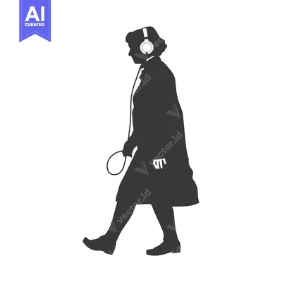 Aset premium populer: Silhouette of a Woman Walking While Wearing Headphones
