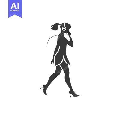 Aset premium populer: Silhouette of a Woman Walking While Wearing Headphones