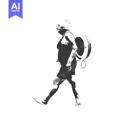 Silhouette of a Woman Walking with a Lifebuoy on Her Back
