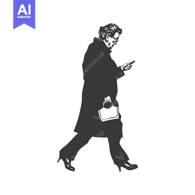 Popular premium asset: Silhouette of a Woman Walking with a Purse and a Phone