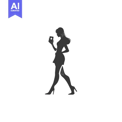 Silhouette of a Woman Walking with a Smartphone in Her Hand