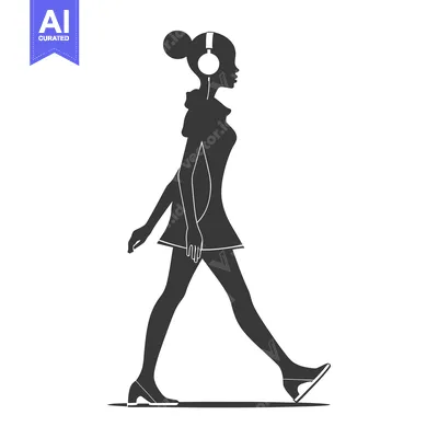 Popular premium asset: Silhouette of a Woman Walking with Headphones
