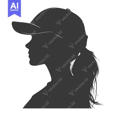 Aset premium populer: Silhouette of a Woman Wearing a Baseball Cap with Her Hair in a Ponyta