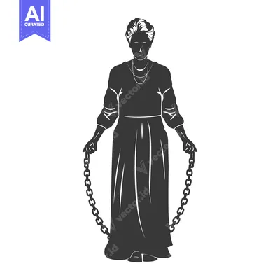 Premium design asset: Silhouette of a Woman Wearing a Dress and Chains