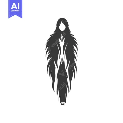 Silhouette of a Woman Wearing a Feathery Cloak