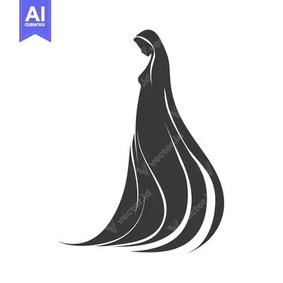 Aset desain premium: Silhouette of a woman wearing a flowing dress