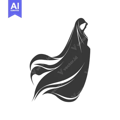Aset premium populer: Silhouette of a Woman Wearing a Flowing Hijab