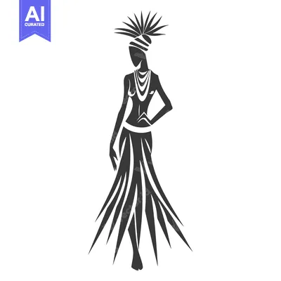 Aset premium populer: Silhouette of a Woman Wearing a Headdress and Long Skirt