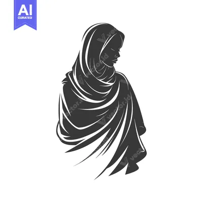 Silhouette of a Woman Wearing a Headscarf