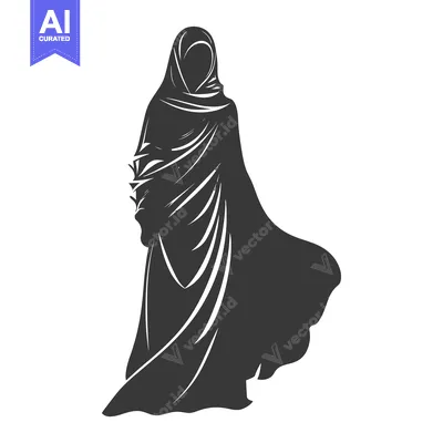 Aset premium populer: Silhouette of a Woman Wearing a Hijab