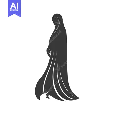 Aset desain premium: Silhouette of a Woman Wearing a Hijab
