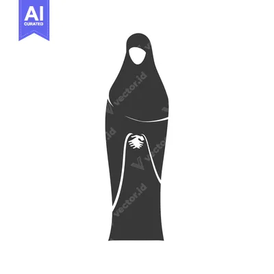 Aset desain premium: Silhouette of a Woman Wearing a Hijab