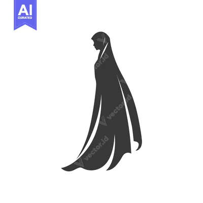 Aset desain premium: Silhouette of a woman wearing a hijab