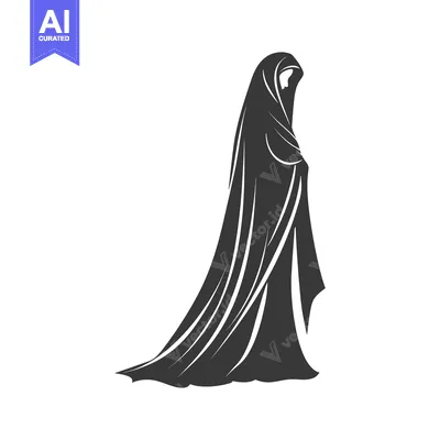 Silhouette of a Woman Wearing a Hijab