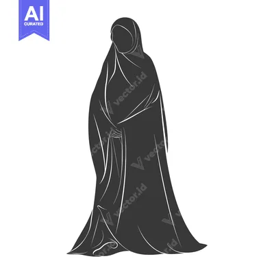 Silhouette of a woman wearing a hijab