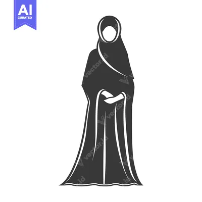 Premium design asset: Silhouette of a Woman Wearing a Hijab and Abaya