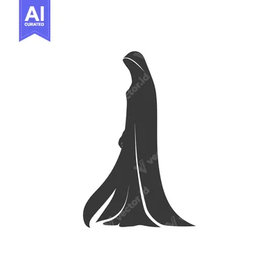 Aset desain premium: Silhouette of a woman wearing a long, flowing robe