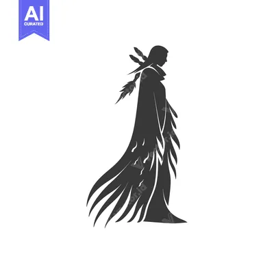 Premium design asset: Silhouette of a Woman Wearing a Long Robe and Headdress