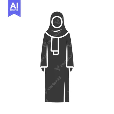 Silhouette of a Woman Wearing an Abaya and Hijab