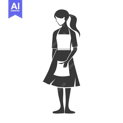 Aset desain premium: Silhouette of a Woman Wearing an Apron