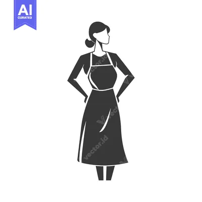 Aset desain premium: Silhouette of a Woman Wearing an Apron