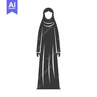 Silhouette of a woman wearing a traditional abaya and headscarf