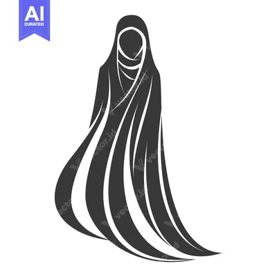 Silhouette of a Woman Wearing a Traditional Hijab