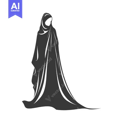 Silhouette of a Woman Wearing a Traditional Hijab