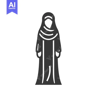 Silhouette of a Woman Wearing a Traditional Hijab and Abaya