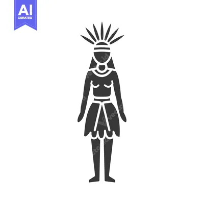 Aset desain premium: Silhouette of a woman wearing a traditional Polynesian headdress and s