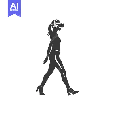 Silhouette of a Woman Wearing VR Headset Walking