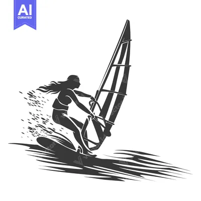 Popular premium asset: Silhouette of a Woman Windsurfing