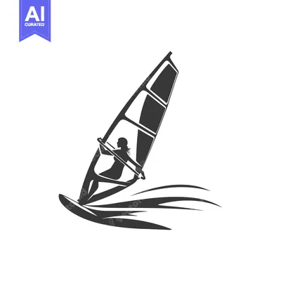 Silhouette of a Woman Windsurfing on a Wave