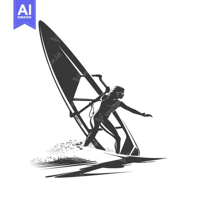 Popular premium asset: Silhouette of a Woman Windsurfing on a Wave