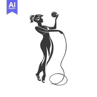 Premium design asset: Silhouette of a woman with a ball and a whip