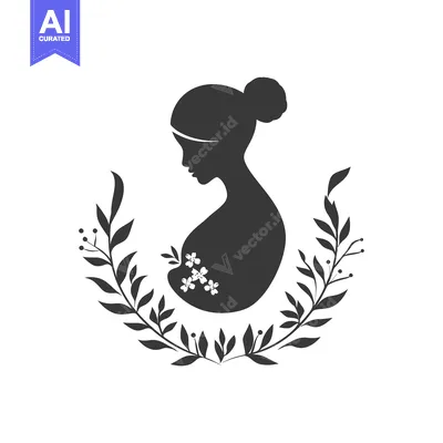 Silhouette of a woman with a bun and floral accents