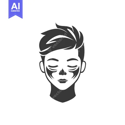 Aset desain premium: Silhouette of a woman with a face mask