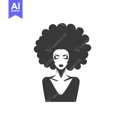 Aset desain premium: Silhouette of a woman with afro hair and closed eyes