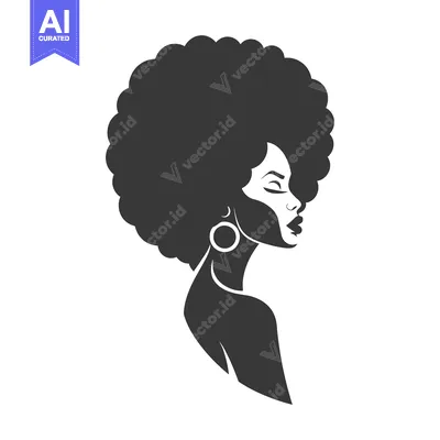 Silhouette of a Woman with an Afro and Earrings
