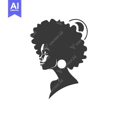 Silhouette of a Woman with an Afro and Large Earrings