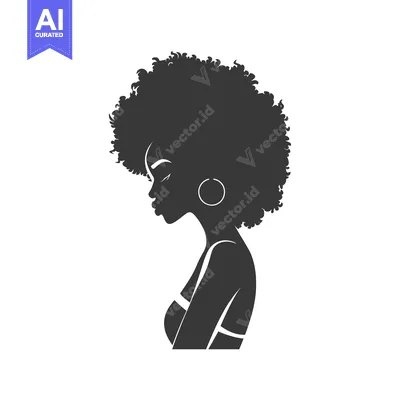 Silhouette of a Woman with an Afro Hairstyle and Earrings