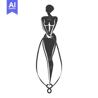 Aset desain premium: Silhouette of a woman with an infinity symbol at her feet